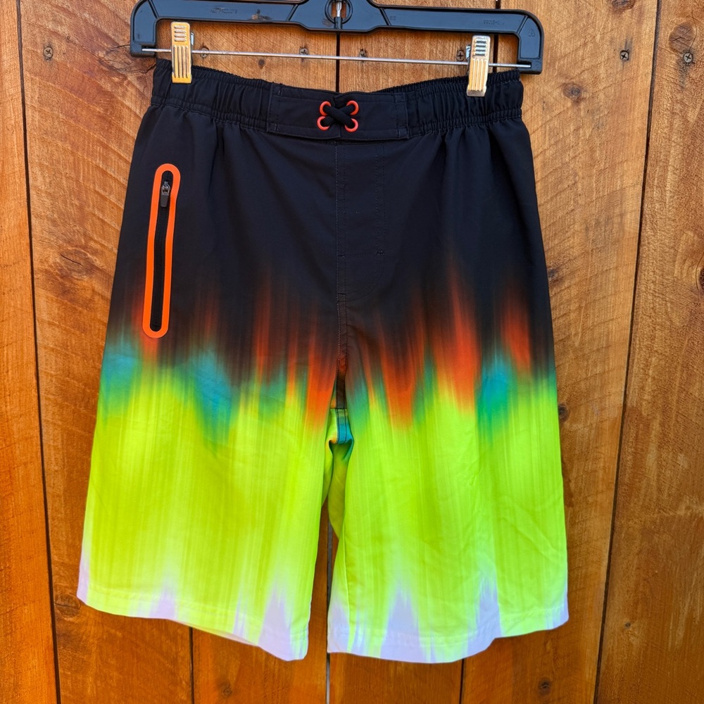 Wonder Nation Black Swim Shorts with Neon Accents - XL/XG (14-16)